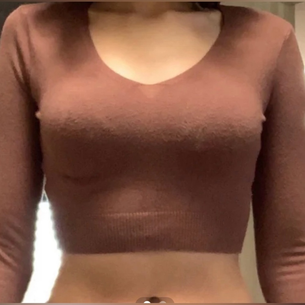 Brown Long Sleeve Crop top